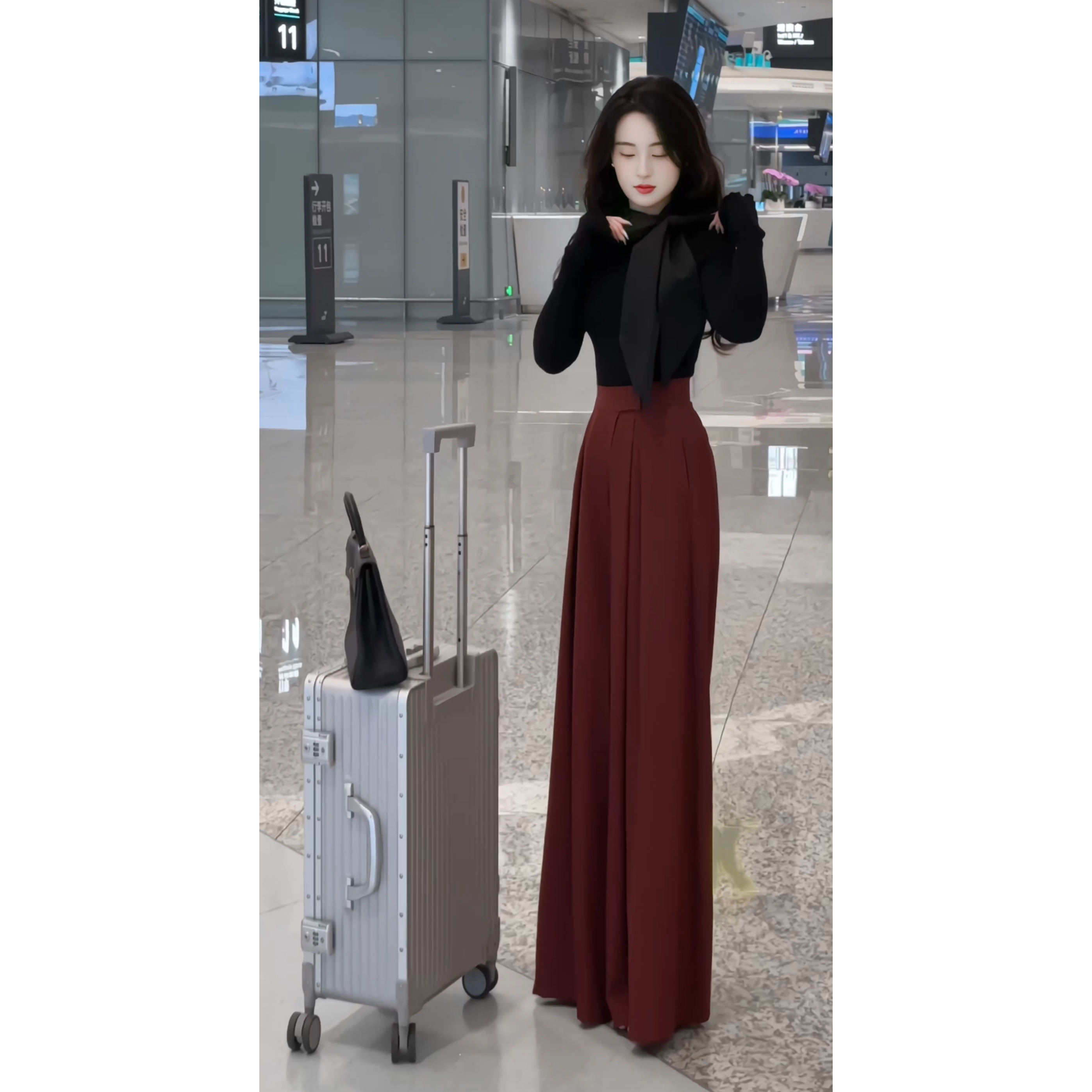 【气质女神】夏季高腰气质时尚休闲减龄设计感女神轻熟阔腿裤