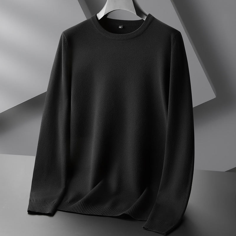 【展翔大码男装】新款男士圆领针织打底衫长袖圆领毛衣加肥加大