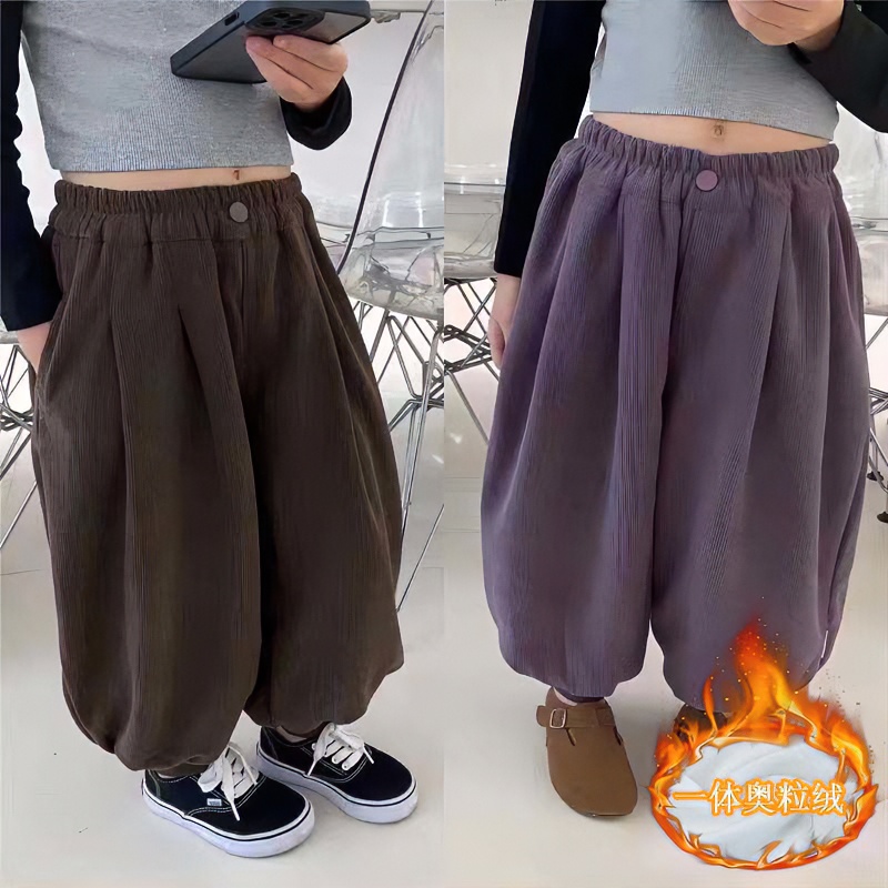 【清版不补】儿童秋冬一体绒裤子2025新款灯笼裤哈伦裤长裤外穿