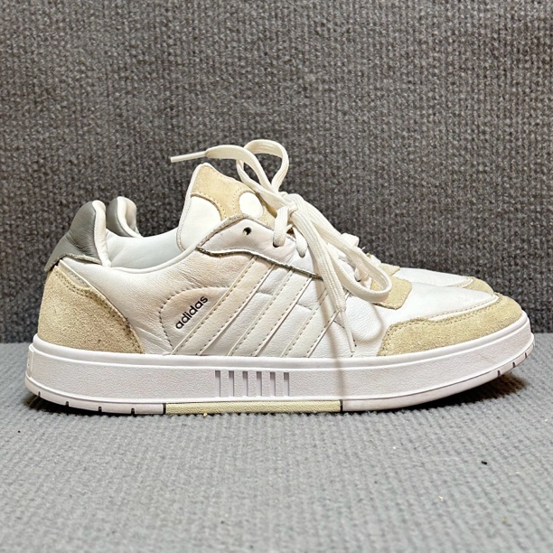 40码adidas NEO Courtmaster 板鞋 白色/浅绿/灰色 二手正品