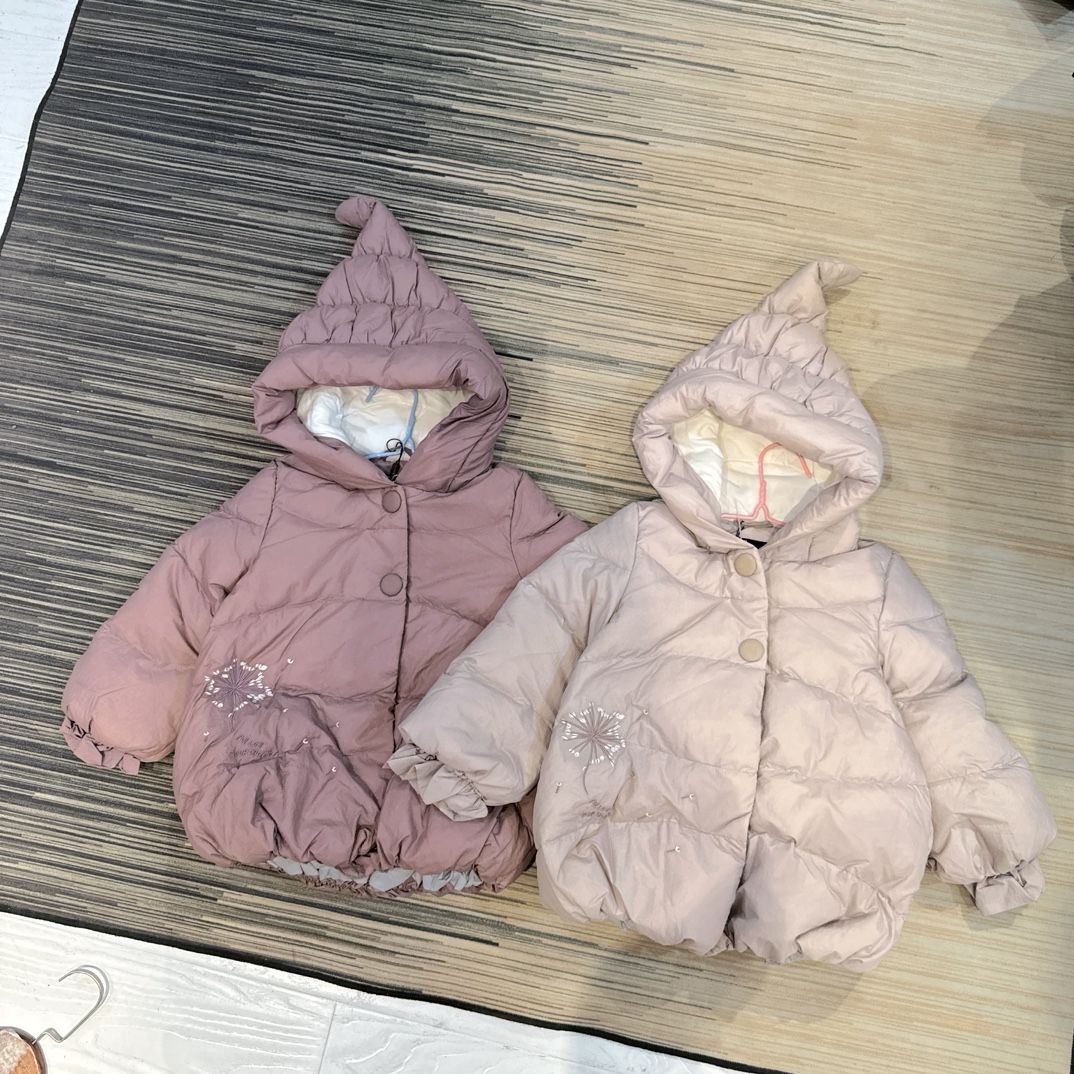 WIRGE韦氏童装女童冬季保暖白鸭绒连帽羽绒服休闲可爱外套811202B