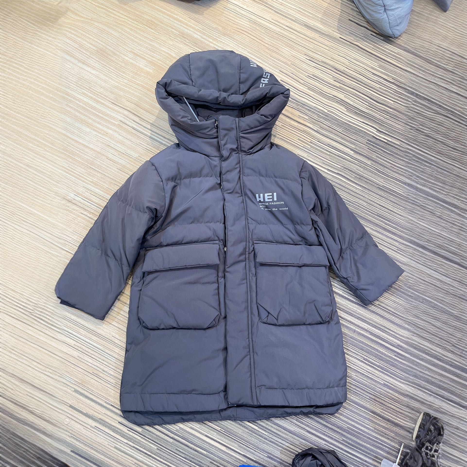 WIRGE韦氏童装男童冬季连帽加厚保暖白鸭绒羽绒服连帽外套813440