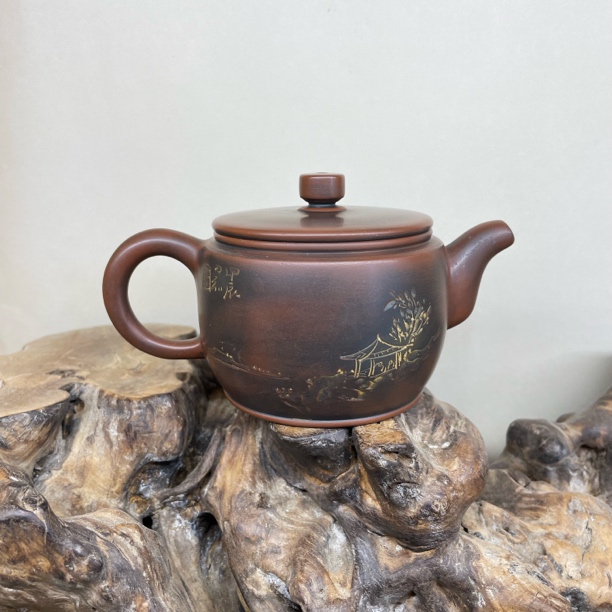 广西钦州市坭兴陶茶壶手工拉坯手工雕刻200毫升