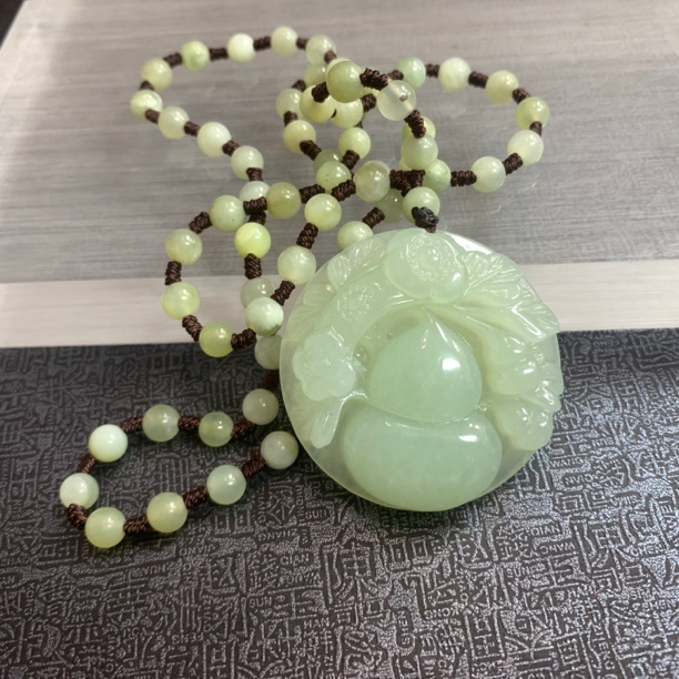[146]岫玉玉石葫芦挂件毛衣链全玉珠链