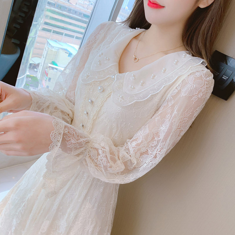 大码女装茶歇轻奢连衣裙女法式仙女裙子显瘦遮肉秋季洋气长袖