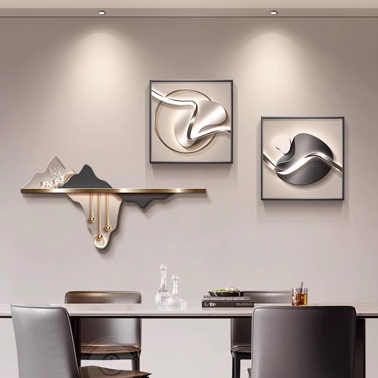 石来运转餐厅装饰画2025新款轻奢餐桌背景墙挂画高级感客厅玄关画