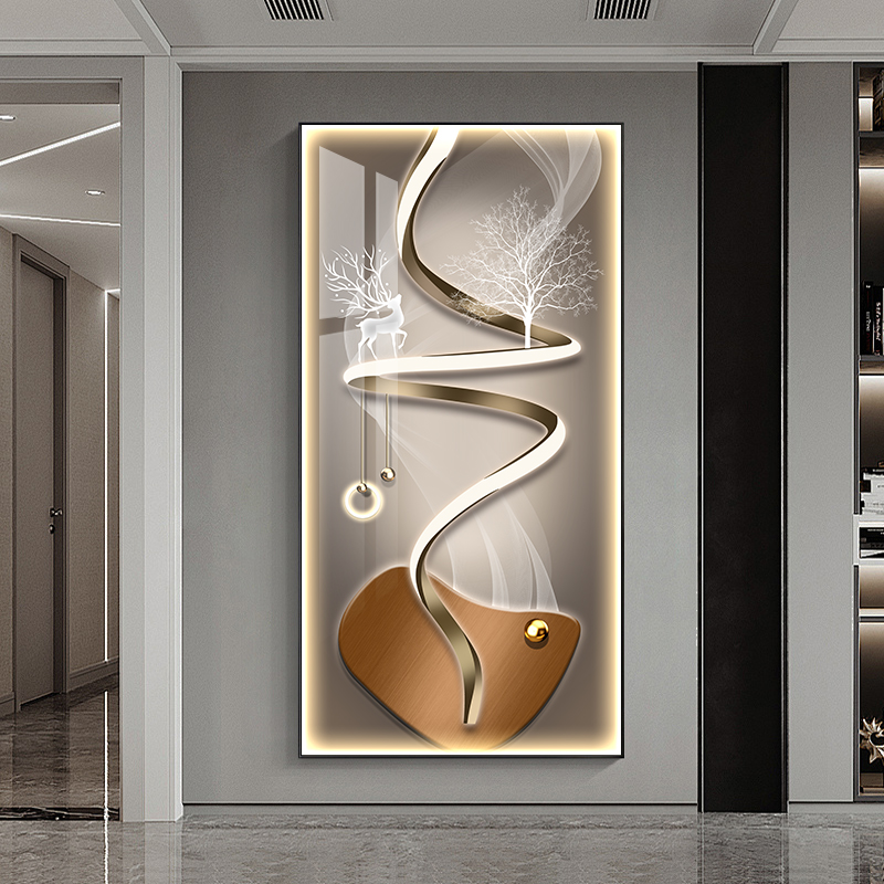 石来运转 入户玄关装饰画竖版现代简约轻奢走廊过道壁画客厅挂画