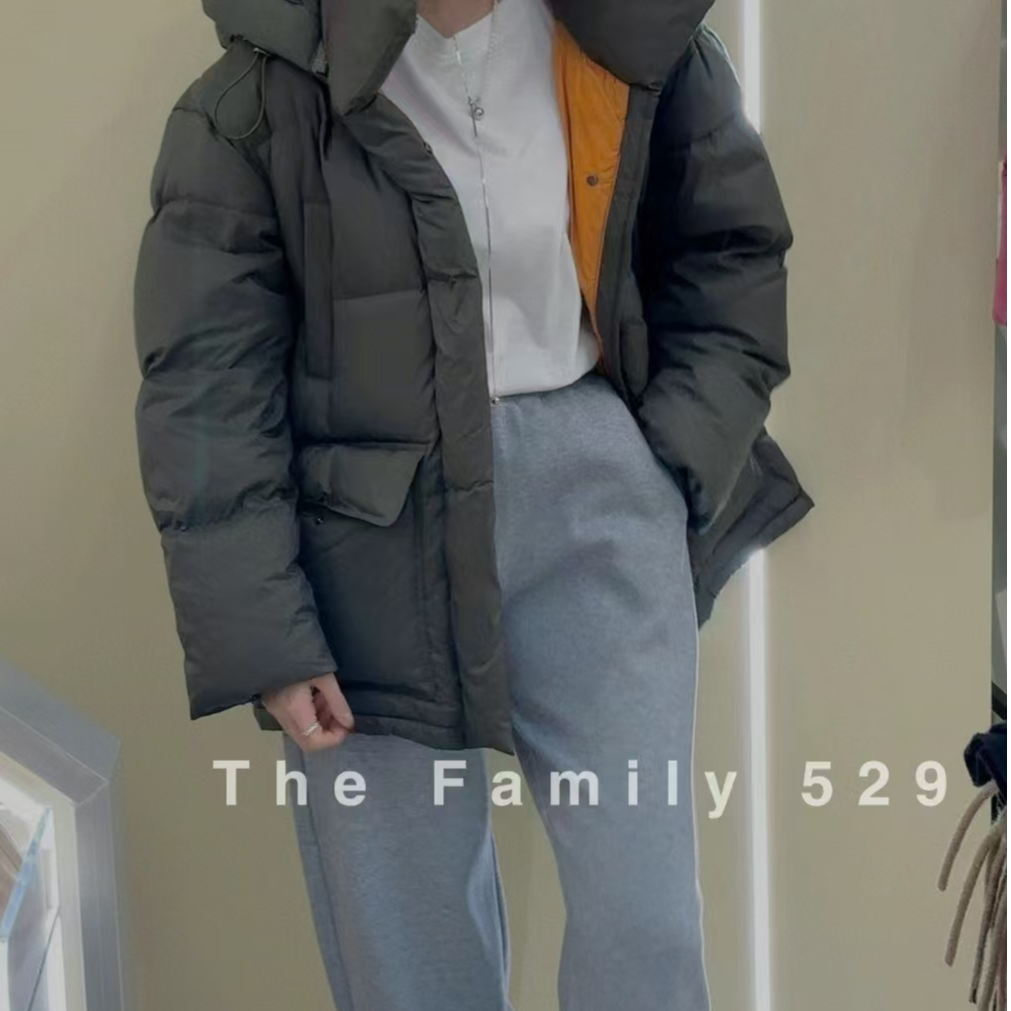 里衬撞色棉服连帽冬季