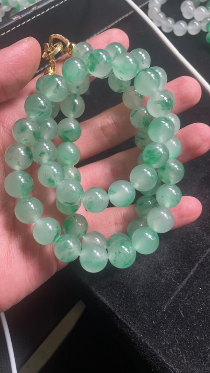 天然冰飘花项链非洲翠