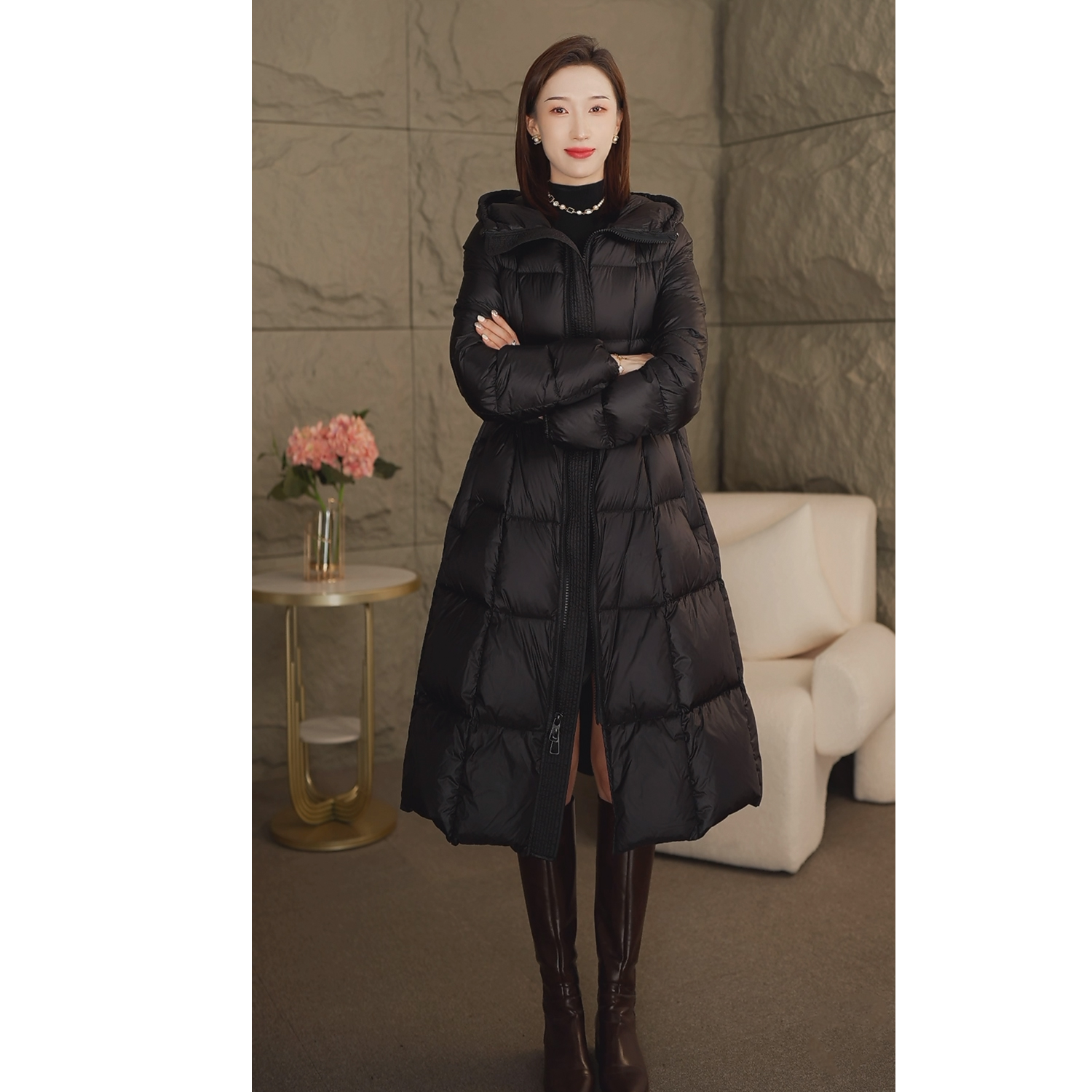 冬季新款90白鹅绒羽绒服女时尚收腰显瘦加厚气质外套顺丰