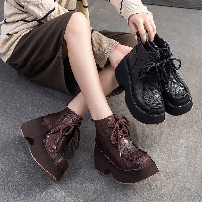 2024秋季新款轻奢厚底增高马丁靴复古单靴个性坡跟潮女鞋S8-80881