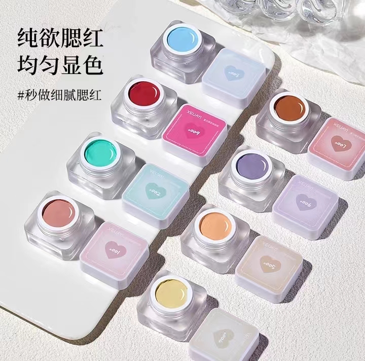 小颖美甲夏日限定免洗多色拍拍胶9色可彩绘可蹭粉6g罐装拍拍胶