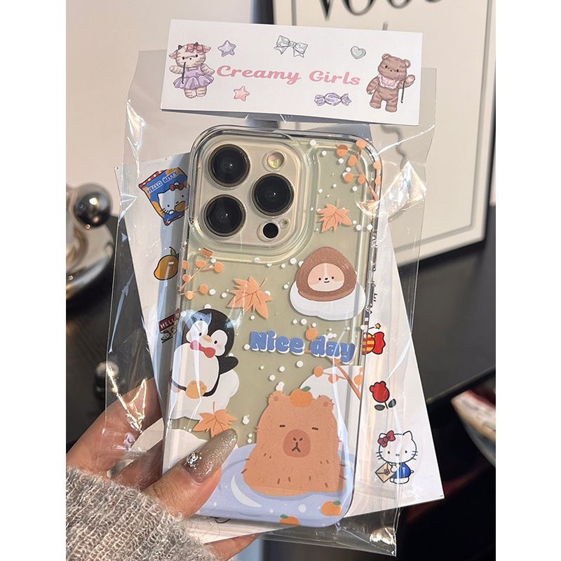 企鹅温泉记iPhone14promax透明13/1211全包式8苹果15promax手机壳