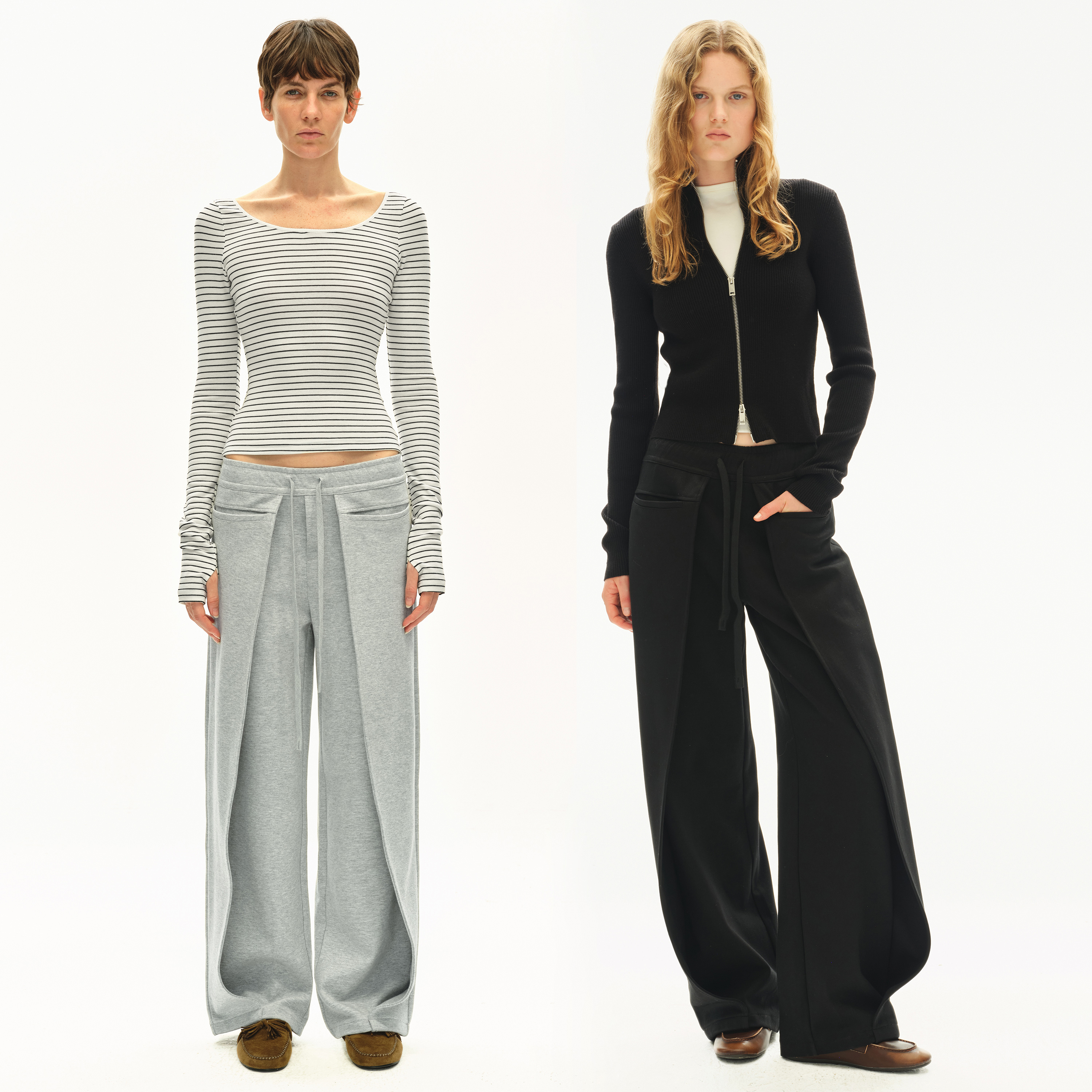 SMIIILE廓形结构抽绳宽松直筒低腰休闲裤卫裤