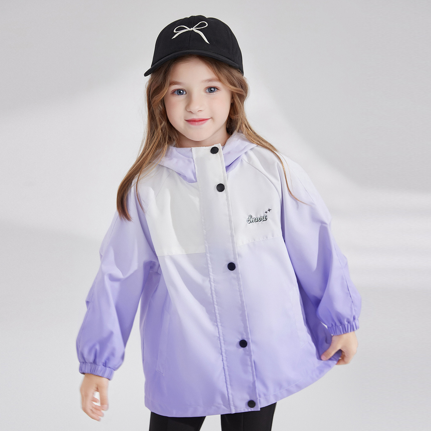 DEESHA/笛莎三防面料撞色甜酷外套2024新款渐变款连帽外套女童秋