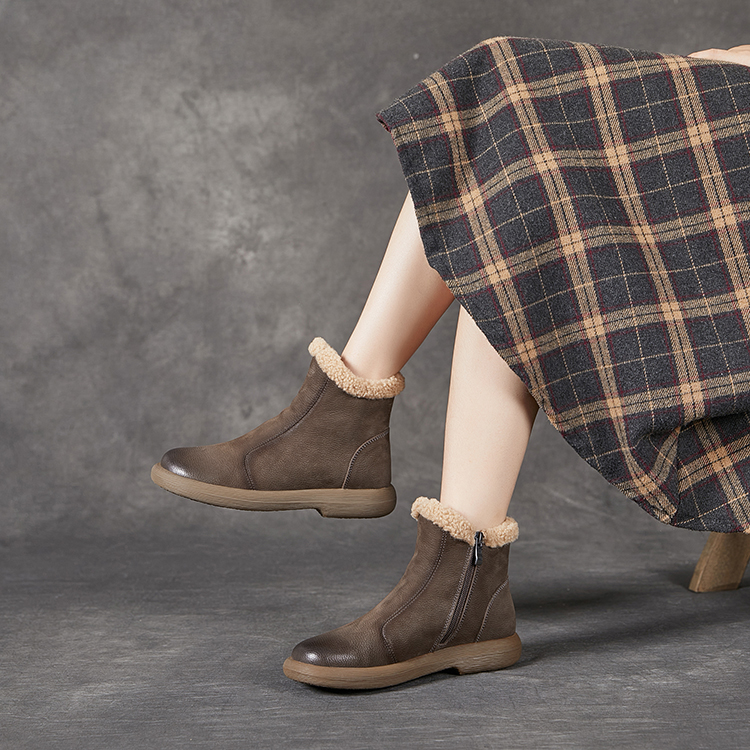 鞋掌柜 东莞真皮雪地靴2024新款头层牛皮加厚毛舒适保暖防滑棉鞋