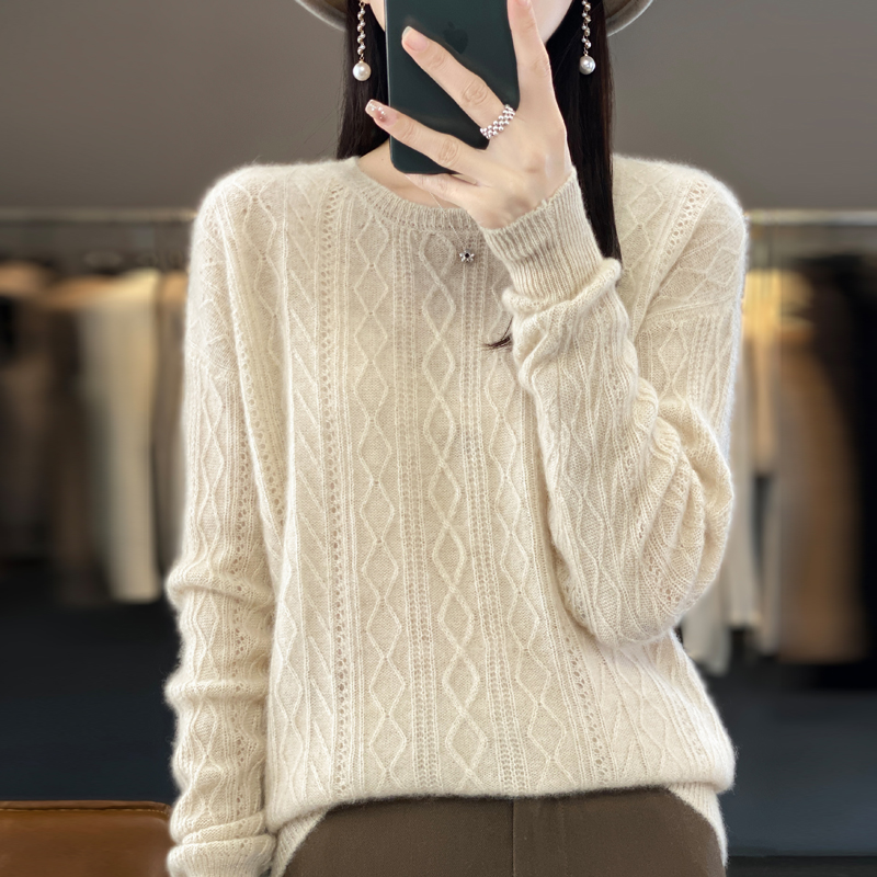 法式经典潮牌~100羊毛~重工针织时尚羊毛衫毛衣女宽松-023