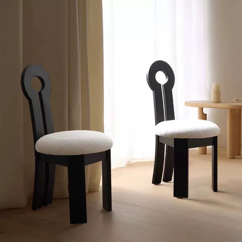 【钥匙椅】法式客厅实木餐椅餐厅轻奢高档复古中古风格圆形靠背家用