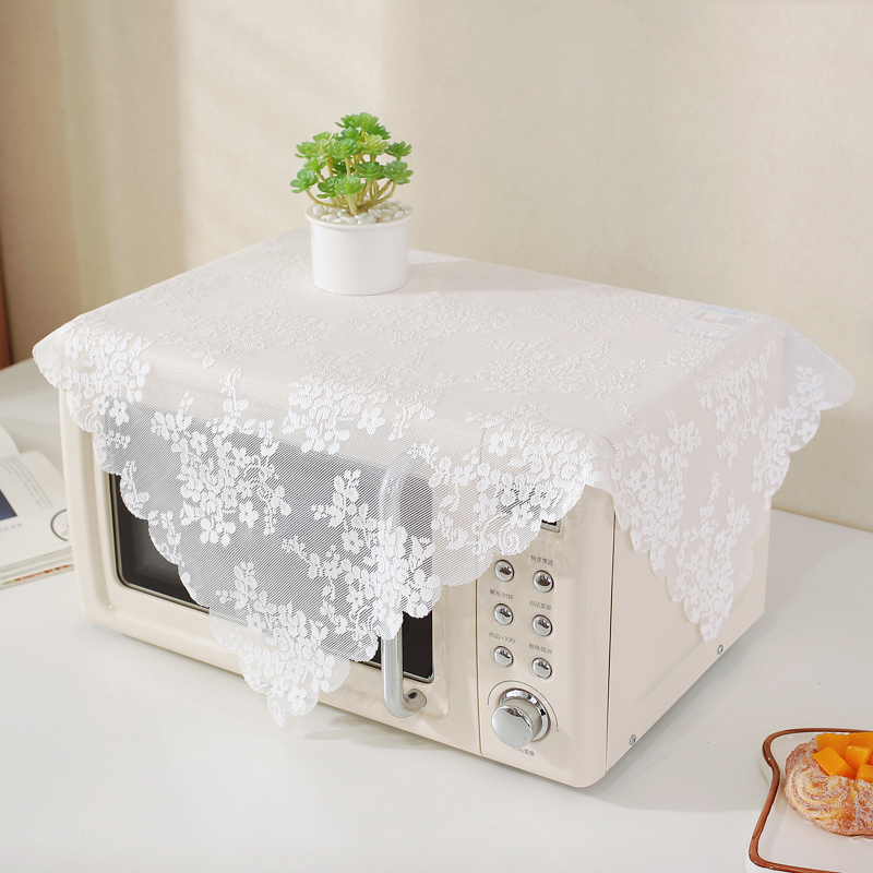 唯米99百搭简约蕾丝厨房微波炉罩套防尘遮盖布家用小电器方形盖巾