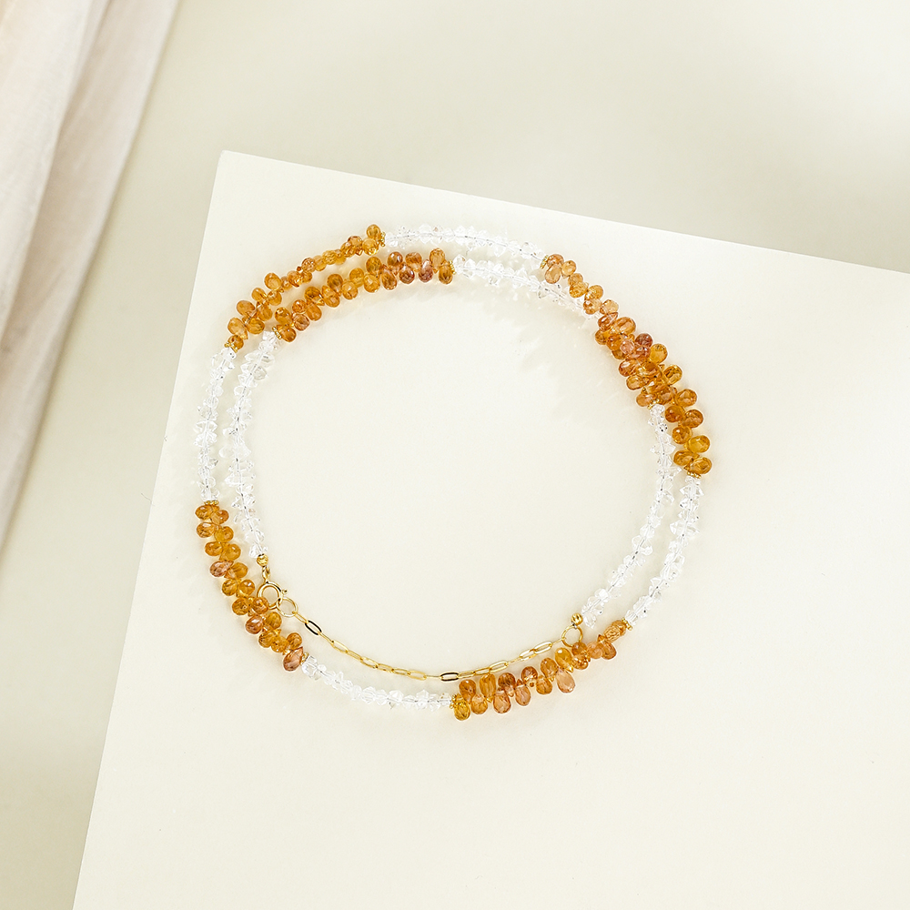 ”知我意“18K黄蓝宝石闪灵钻项链（38+5公分）42364