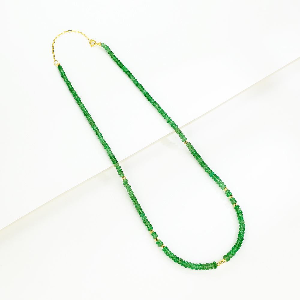 “春来望”18K沙弗莱算盘珠项链百搭款（38+5）42774