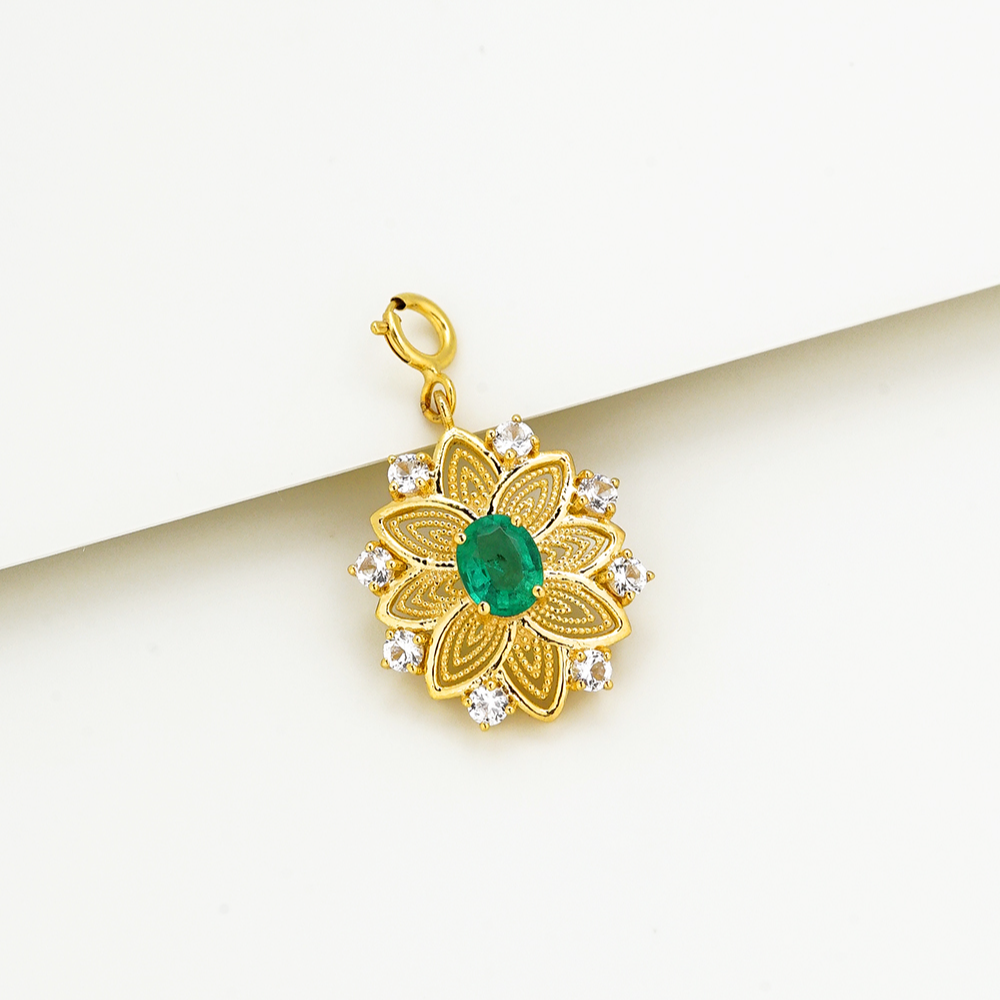 “满溪”18K祖母绿万能百搭扣吊坠43687