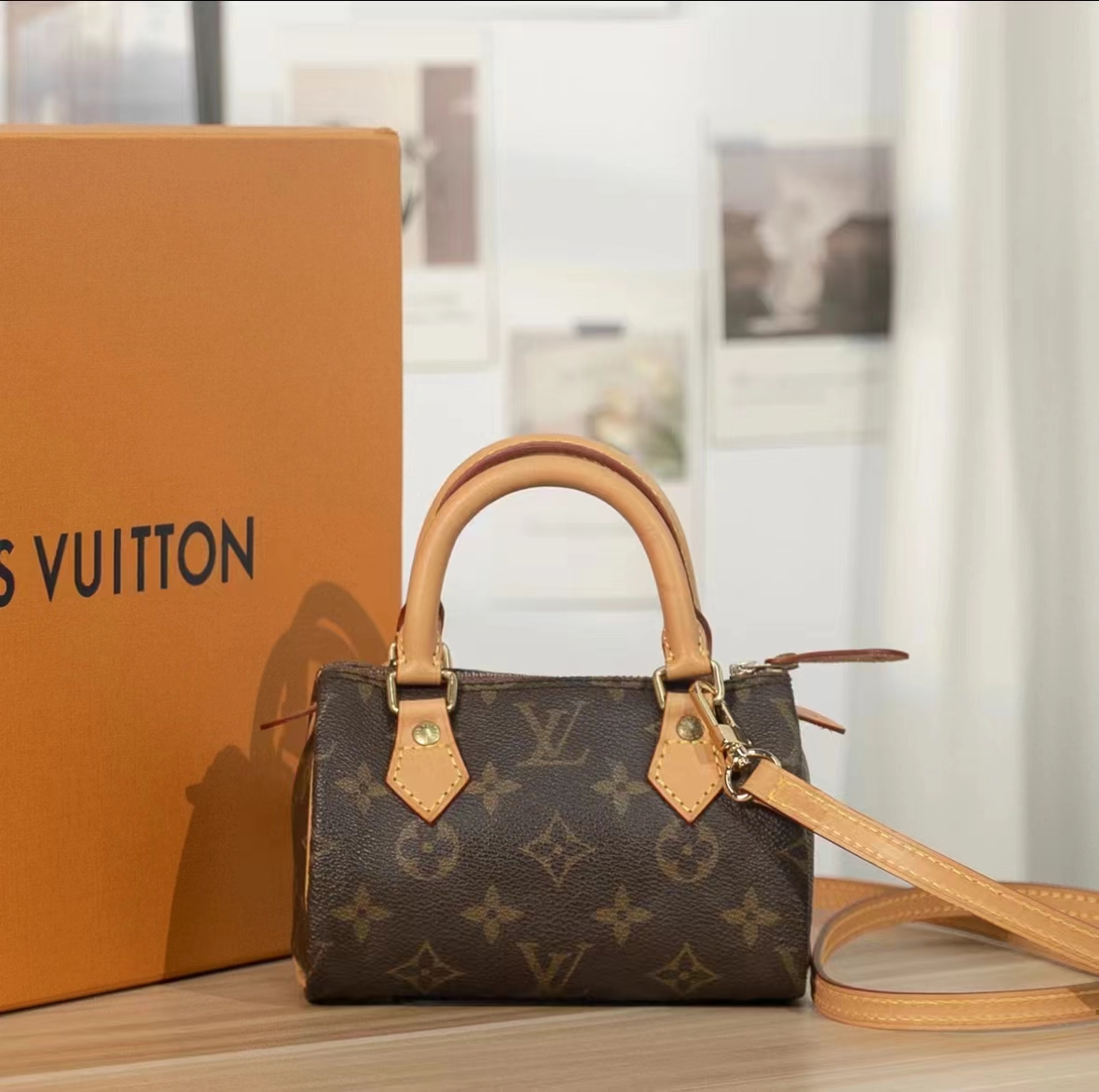 95新 LouisVuitton/路易威登 栗子/Sp nano mini/枕头包/配皮换新