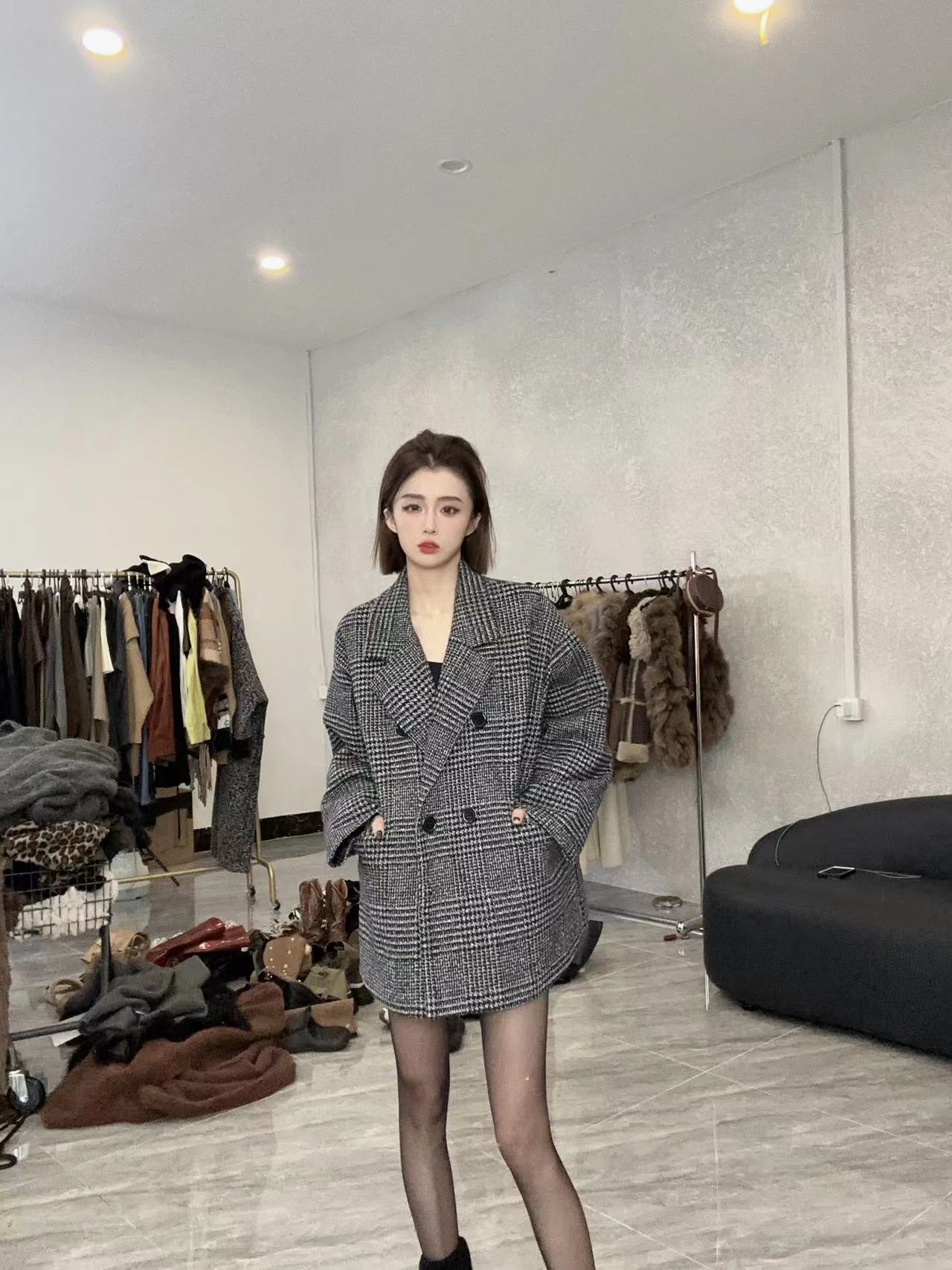 【余一斤】小香风气质时尚千鸟格西装外套【年度清仓】