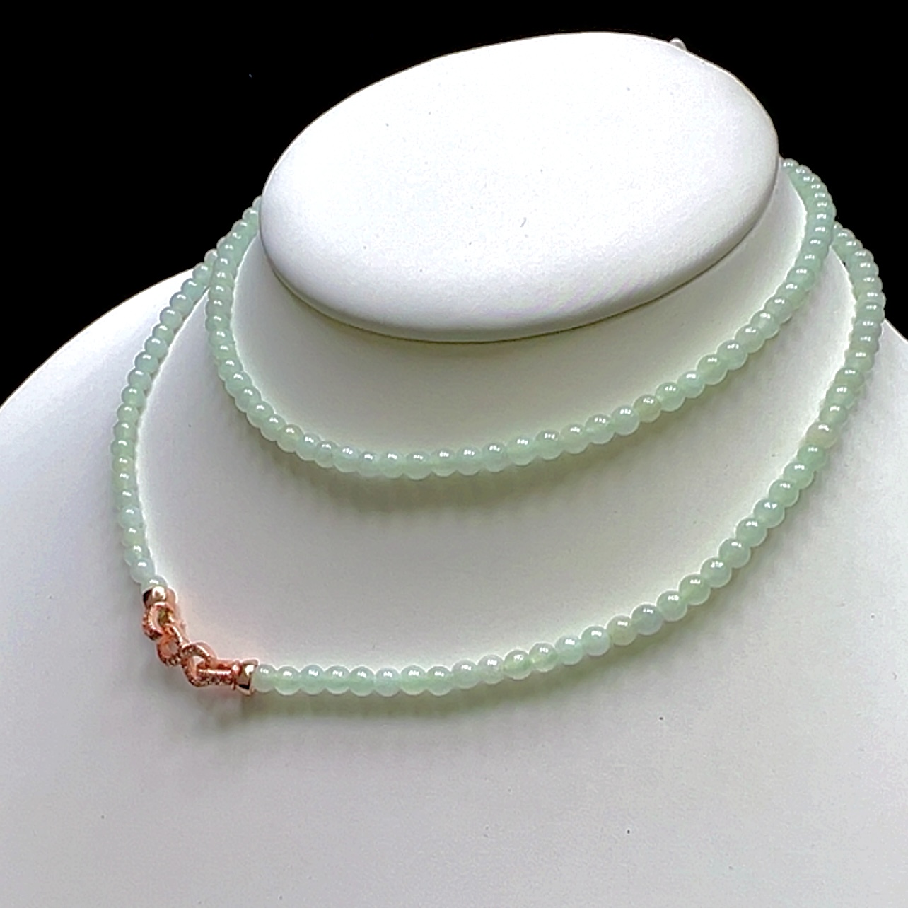 缅甸天然翡翠甜阳绿小米珠项链