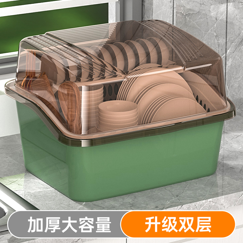 【小扬哥推荐】加厚厨房双层沥水碗柜带盖餐具特大放碗碟置物架家