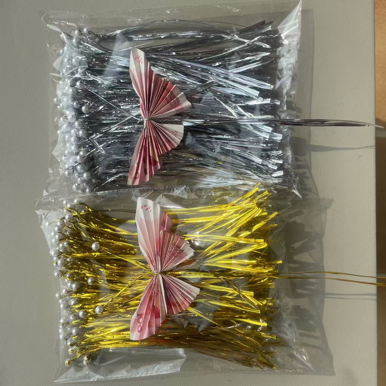 网红爆款有钱花制作花材蝴蝶花diy材料包创意礼物珍珠铁丝扎带