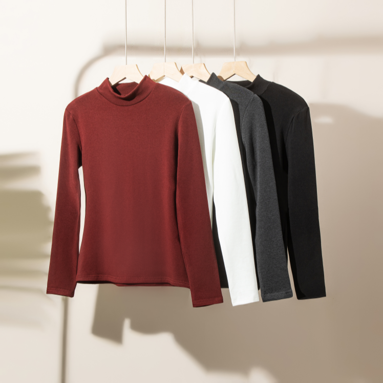 【小凤】半高领打底衫新款简约圆领秋冬百搭套头长袖时尚