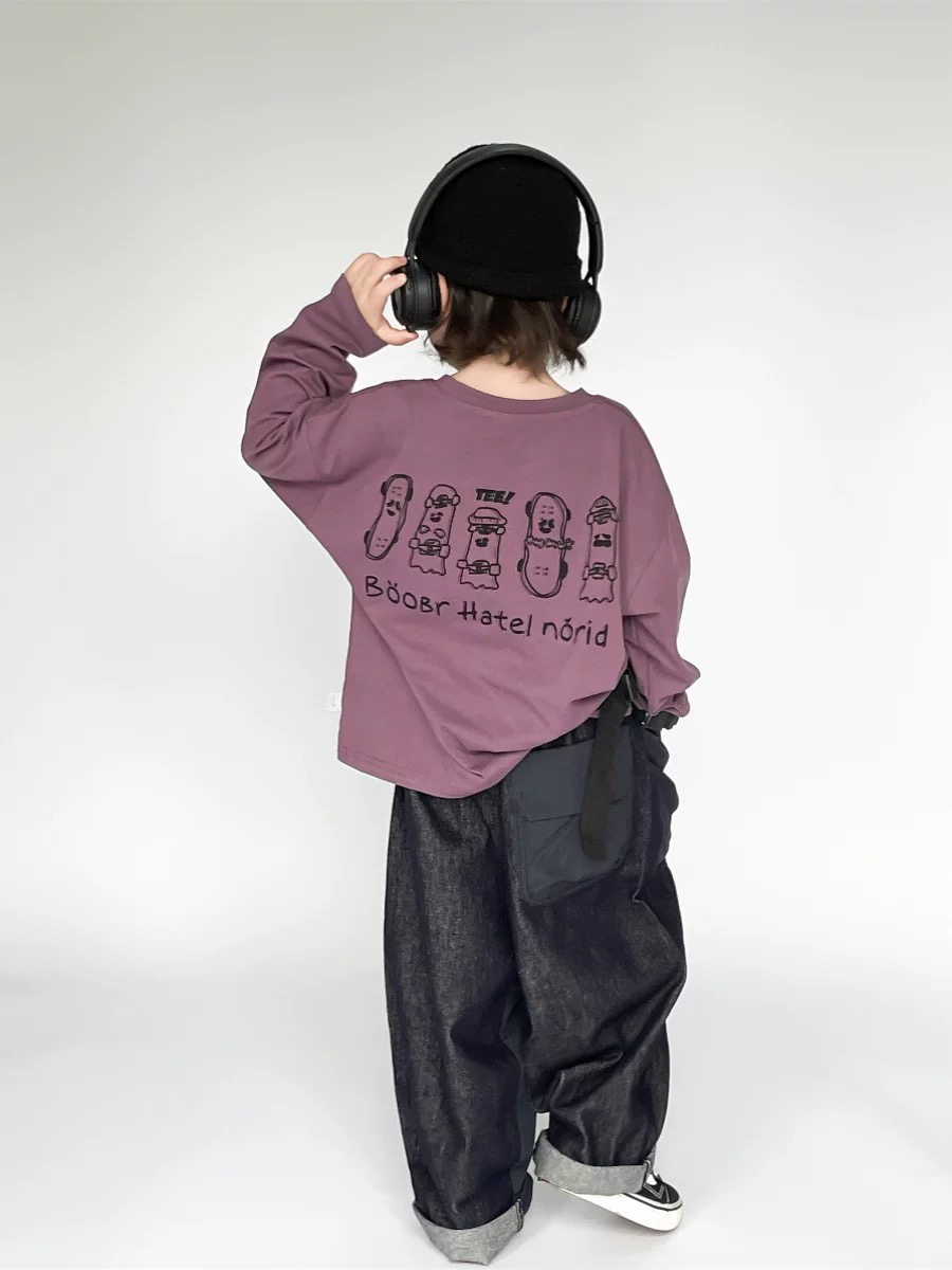 儿童棉长袖2025春秋款男女童圆领洋气T恤宝宝宽松印花打底衫上衣