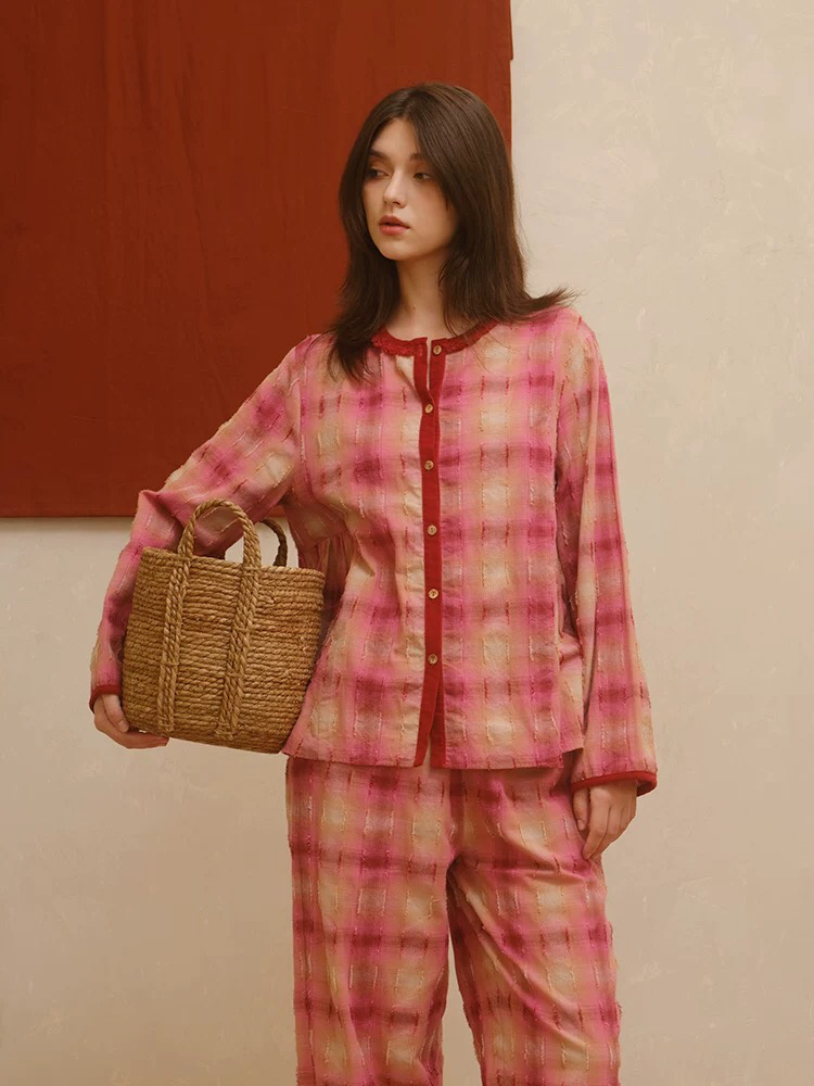 朵朵可可24秋冬新款点点牦牛系列梭织家居服套装cz004