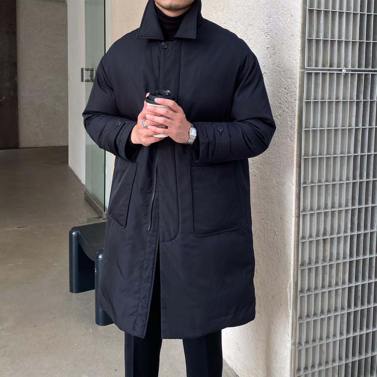 鹿三先生自制冬季轻奢男士通勤翻领长款外套日常厚款保暖羽绒服潮