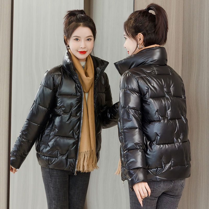 冬季亮面免洗女棉袄2023新款短款立领外套女韩版加厚款羽棉服服女
