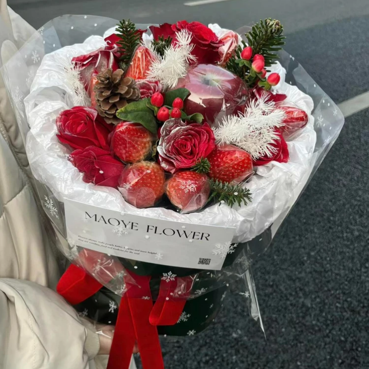 【全国同城配送】圣诞节创意苹果鲜花束送花上门送女友小花束惊喜
