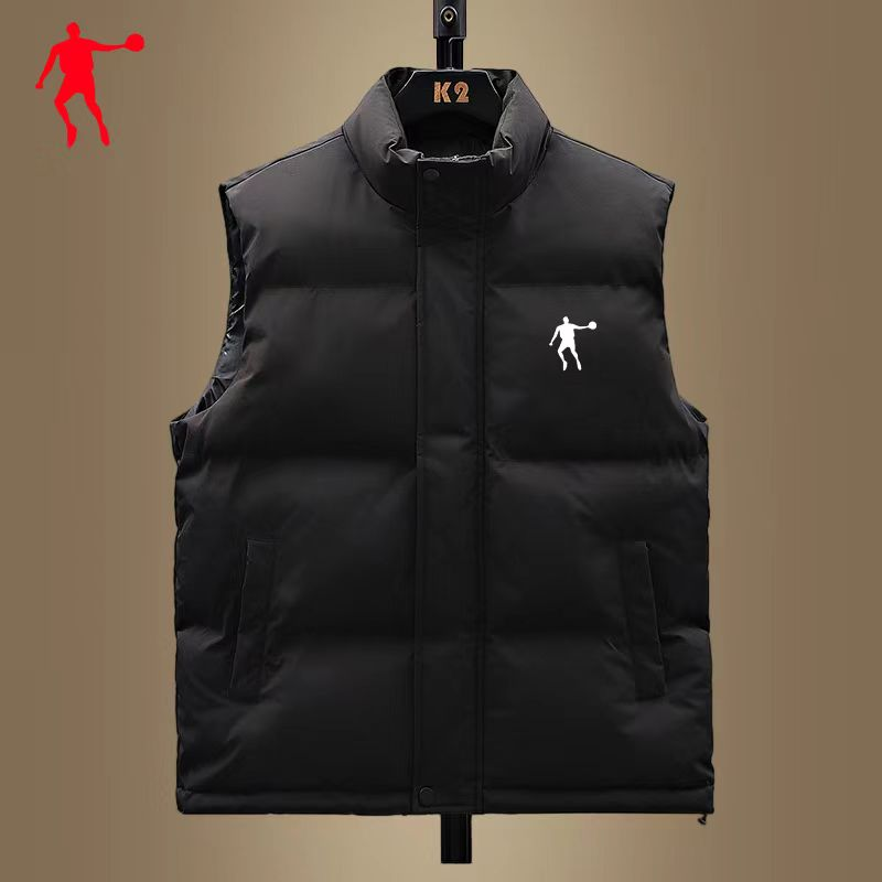乔丹青年男马甲秋冬季保暖棉服大码休闲时尚背心坎肩棉衣外套马夹