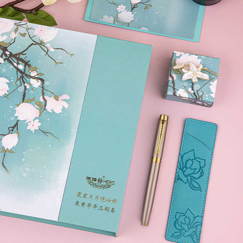 HERO/英雄【韶华系列】玉兰花10k金笔七夕节送礼女士学生练字笔礼盒