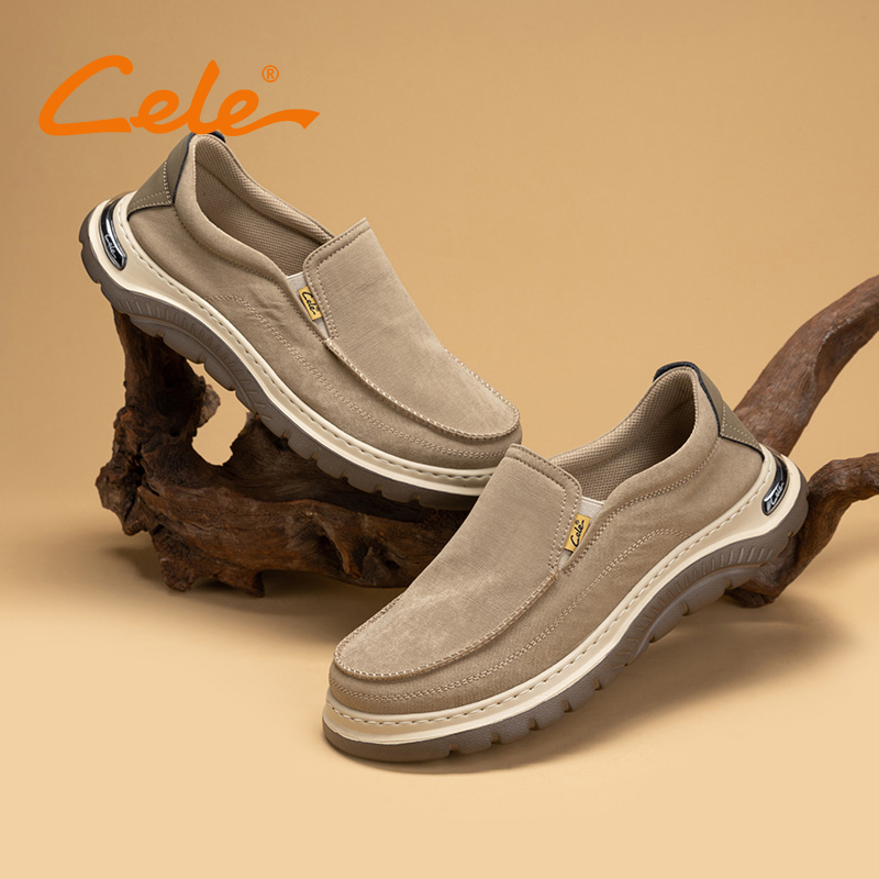 Cele策乐布鞋男一脚蹬休闲鞋男鞋2025早春新款透气轻便套脚软底鞋