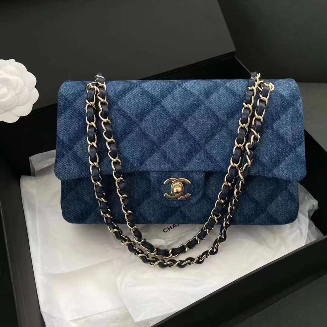 未使用 Chanel/香奈儿 蓝总专场/22B 丹宁 深牛仔 中号CF