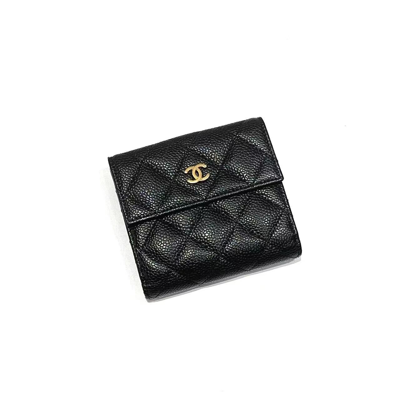 99新  蓝总福利/Chanel 香奈儿/黑金 荔枝 短款钱包/超难买