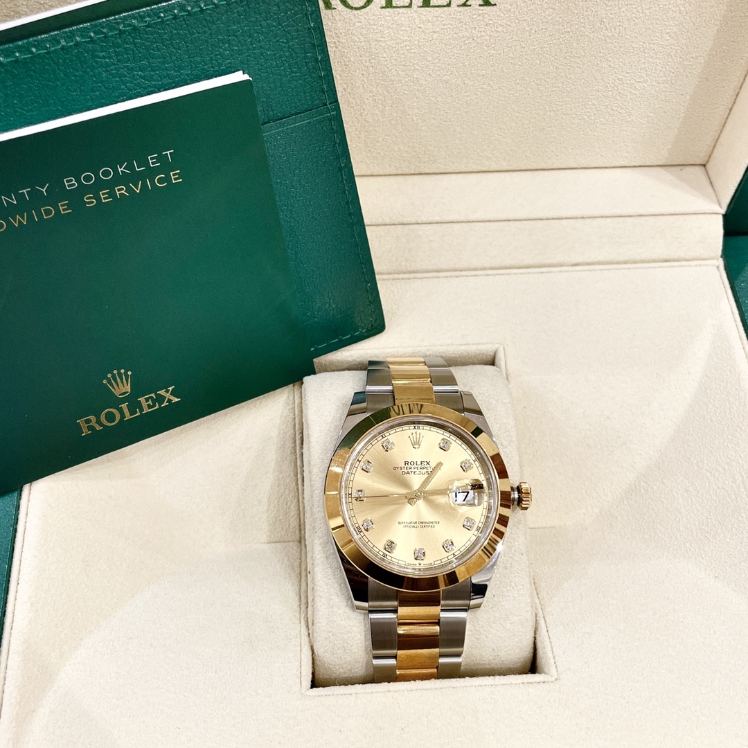 99新 Rolex/劳力士 蔚蓝/ 日志型 自动上链黄金钢 41mm 腕表