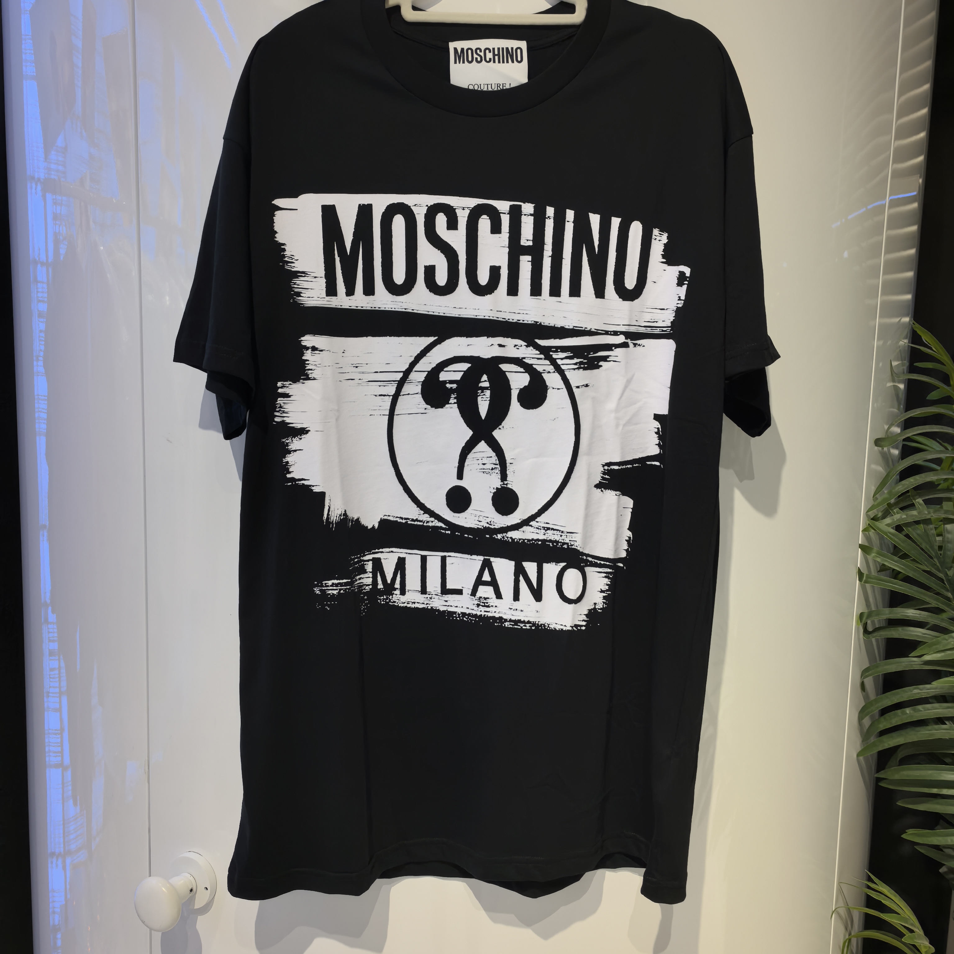 全新未使用 MOSCHINO 蓝总专场/莫斯奇诺/黑色 印花T恤