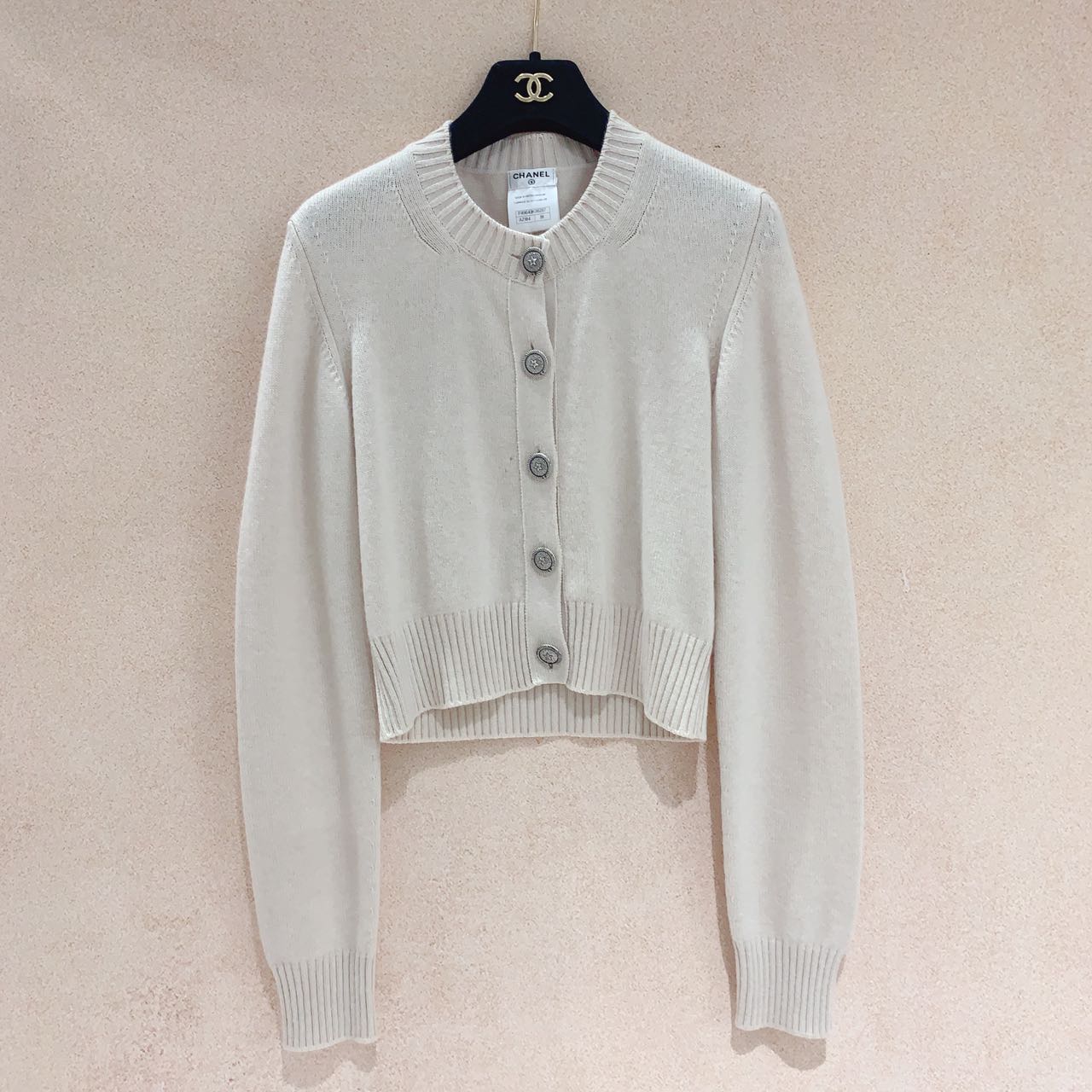 95新 Chanel/香奈儿 蓝总专场 裸色 短款针织衫 外套/38码