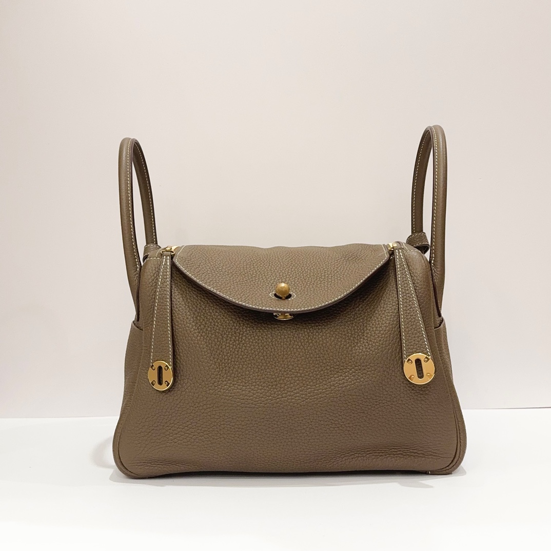 99新 Hermes/爱马仕 蓝总专场/lindy 30 大象灰 金扣Y刻 单肩包