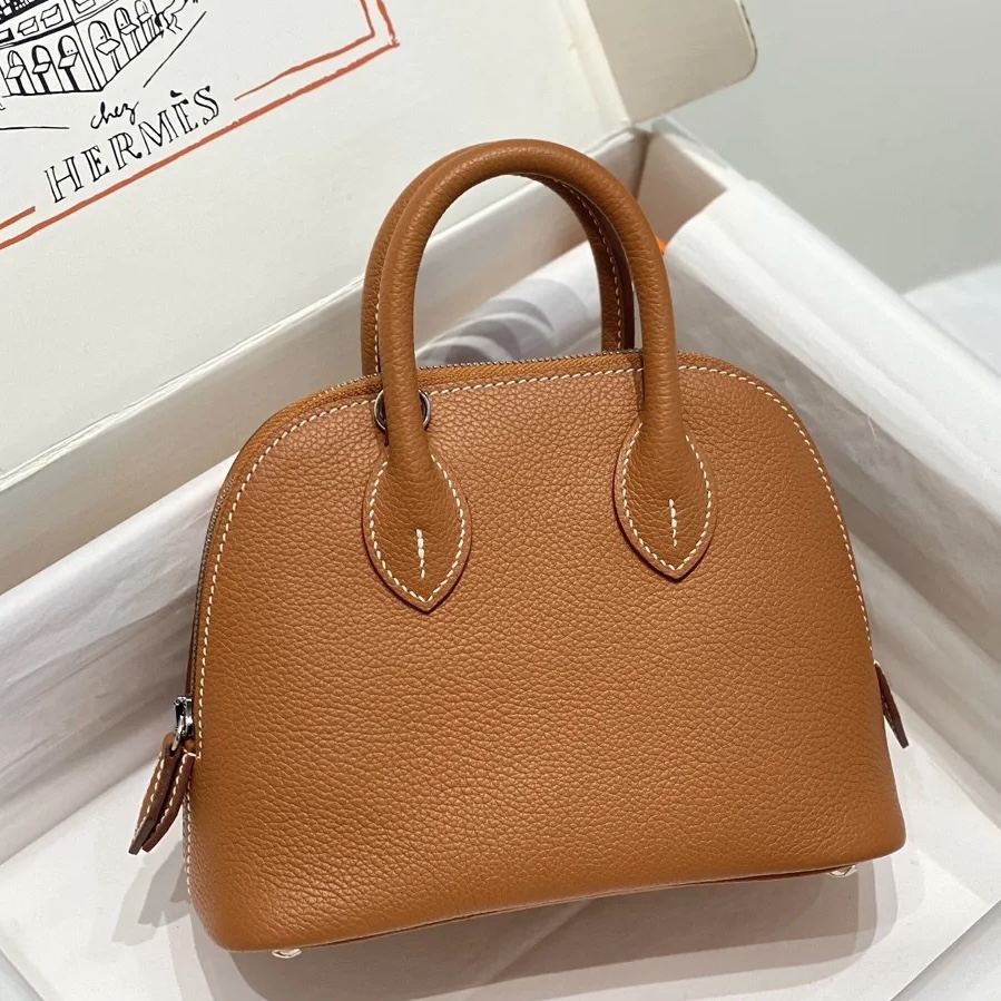 99新 Hermes/爱马仕 蔚蓝/金棕 mini 保龄球