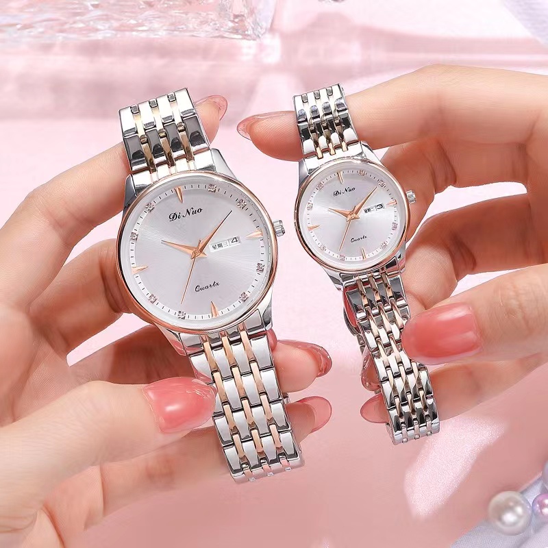 【涵涵】男士女士情侣款时尚钢带石英腕表HHDINUO5693钢带简约轻奢