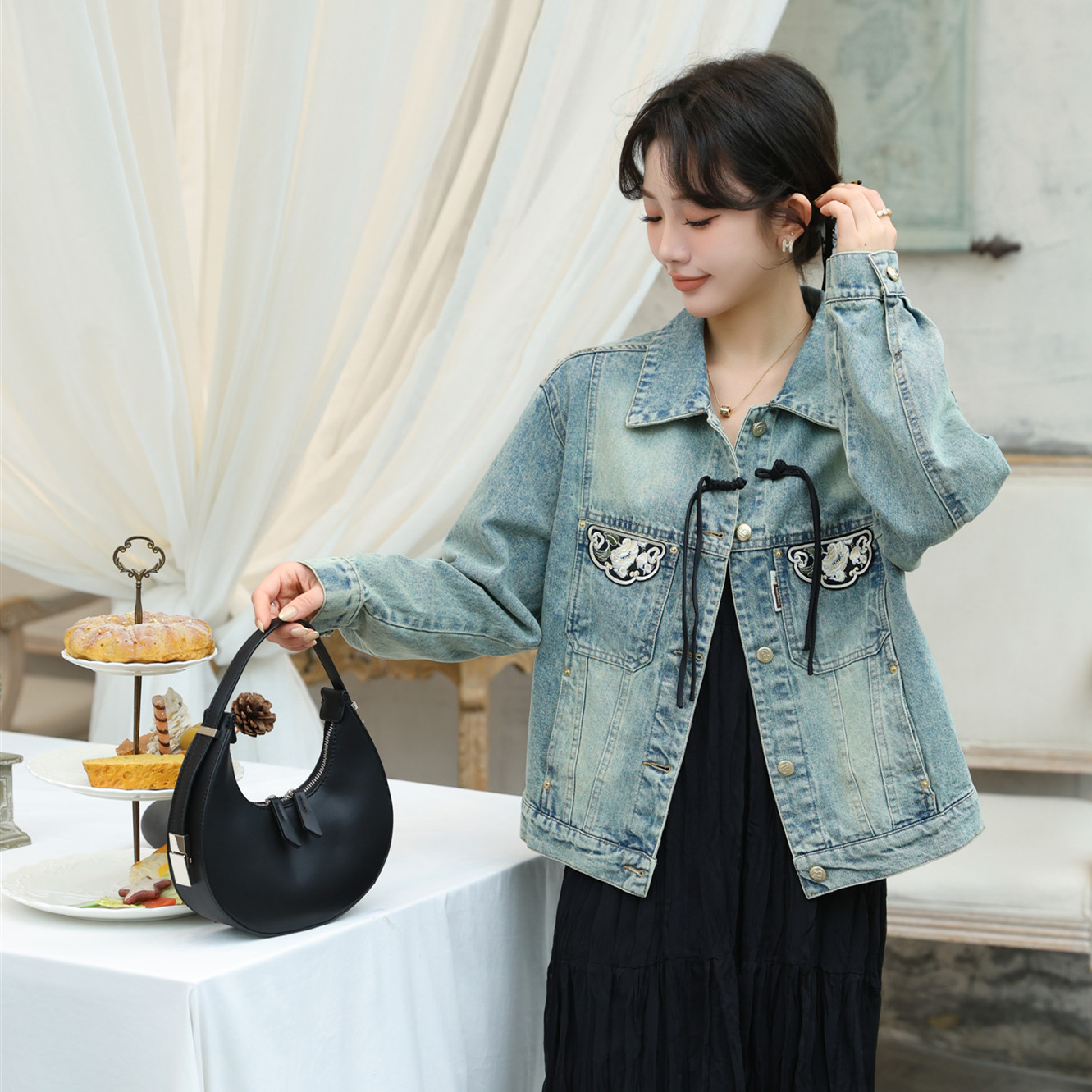 韩国复古牛仔外套小个子春秋2024新款宽松时尚百搭水洗短款上衣女