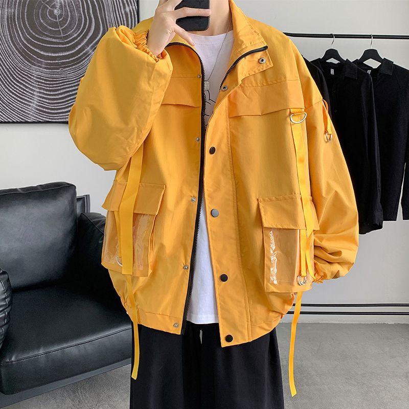 潮流时尚欧美春秋季新款工装外套男oversize机能痞帅夹克设计感